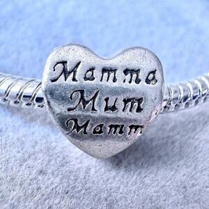 Mamma Mum Mam Heart Charm fits PANDORA